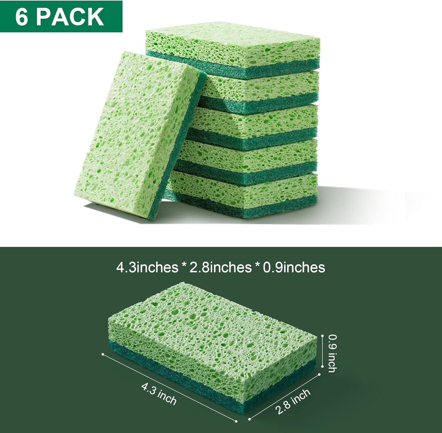 imageJOYMOOP Clean SpongesDualSided NonScratch Soft Scrub Dish Sponge Safe for NonStick Cookware Kitchen and Household Cleaning Pack of 6 Scrubbing Sponges