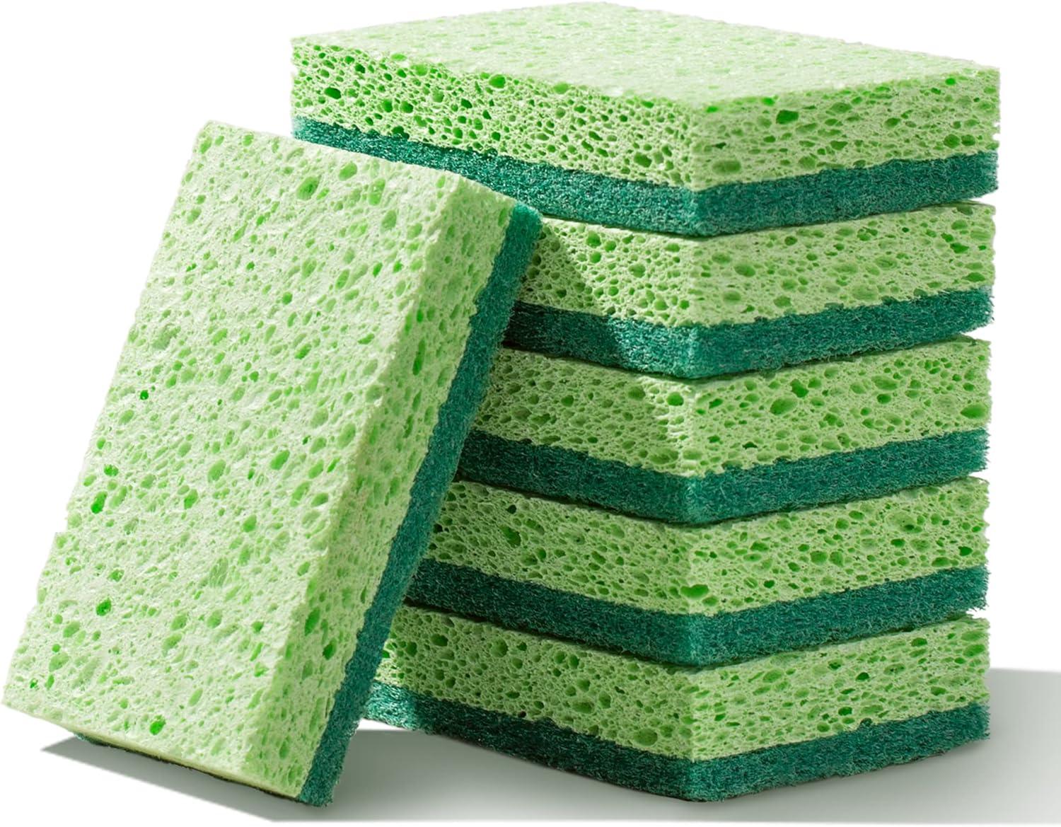 imageJOYMOOP Clean SpongesDualSided NonScratch Soft Scrub Dish Sponge Safe for NonStick Cookware Kitchen and Household Cleaning Pack of 6 Scrubbing Sponges