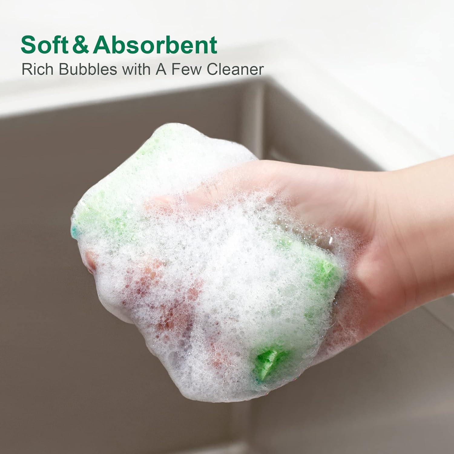 imageJOYMOOP Clean SpongesDualSided NonScratch Soft Scrub Dish Sponge Safe for NonStick Cookware Kitchen and Household Cleaning Pack of 6 Scrubbing Sponges