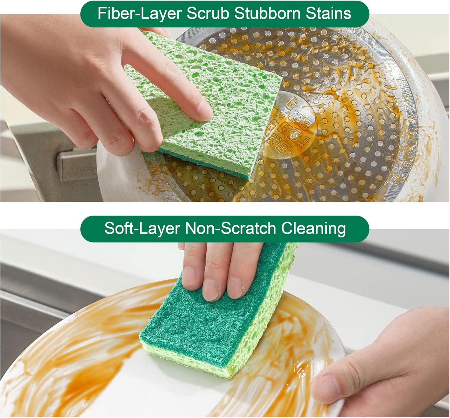 imageJOYMOOP Clean SpongesDualSided NonScratch Soft Scrub Dish Sponge Safe for NonStick Cookware Kitchen and Household Cleaning Pack of 6 Scrubbing Sponges
