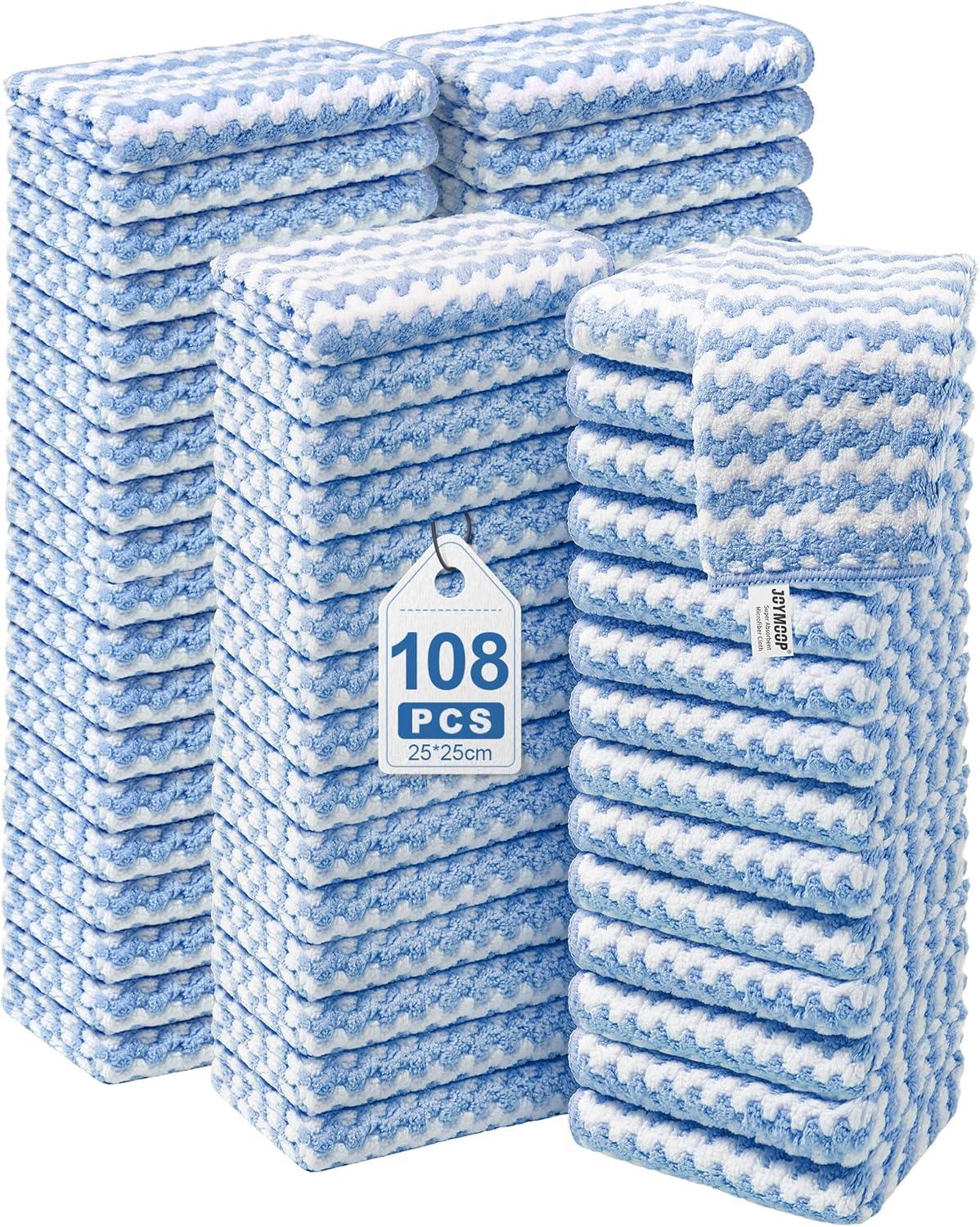 imageJOYMOOP Microfiber Cleaning Cloth Soft Absorbent Cloth MultiPurpose Cleaning Cloth Highly Absorbent Cleaning Rags LintFree StreakFree Cleaning Cloths for Kitchen Home Office3PcsBlue