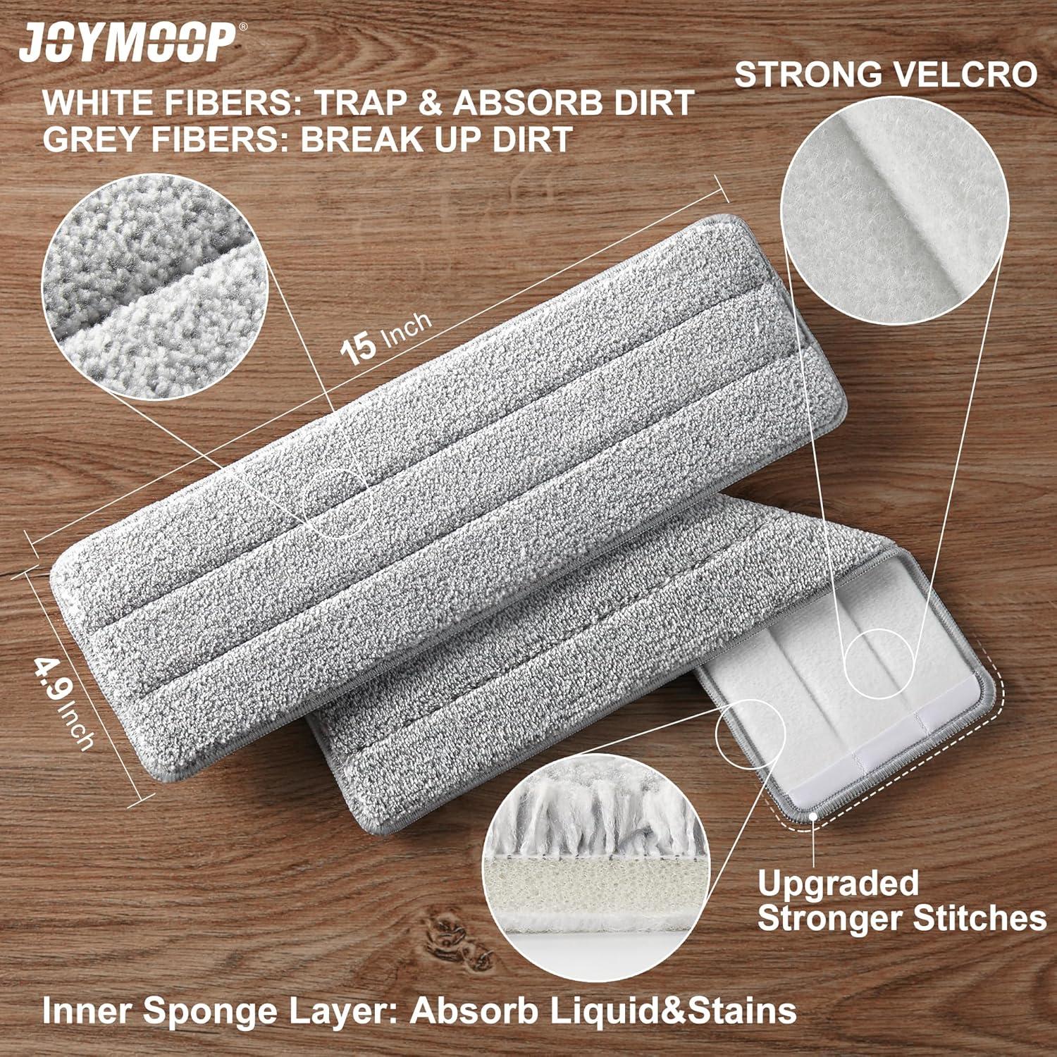 imageJOYMOOP Mop and Bucket with Wringer Set with 61quot Mop Handle with Flexible 13quot Flat Head with 10 pcs Microfiber Mop Pads White