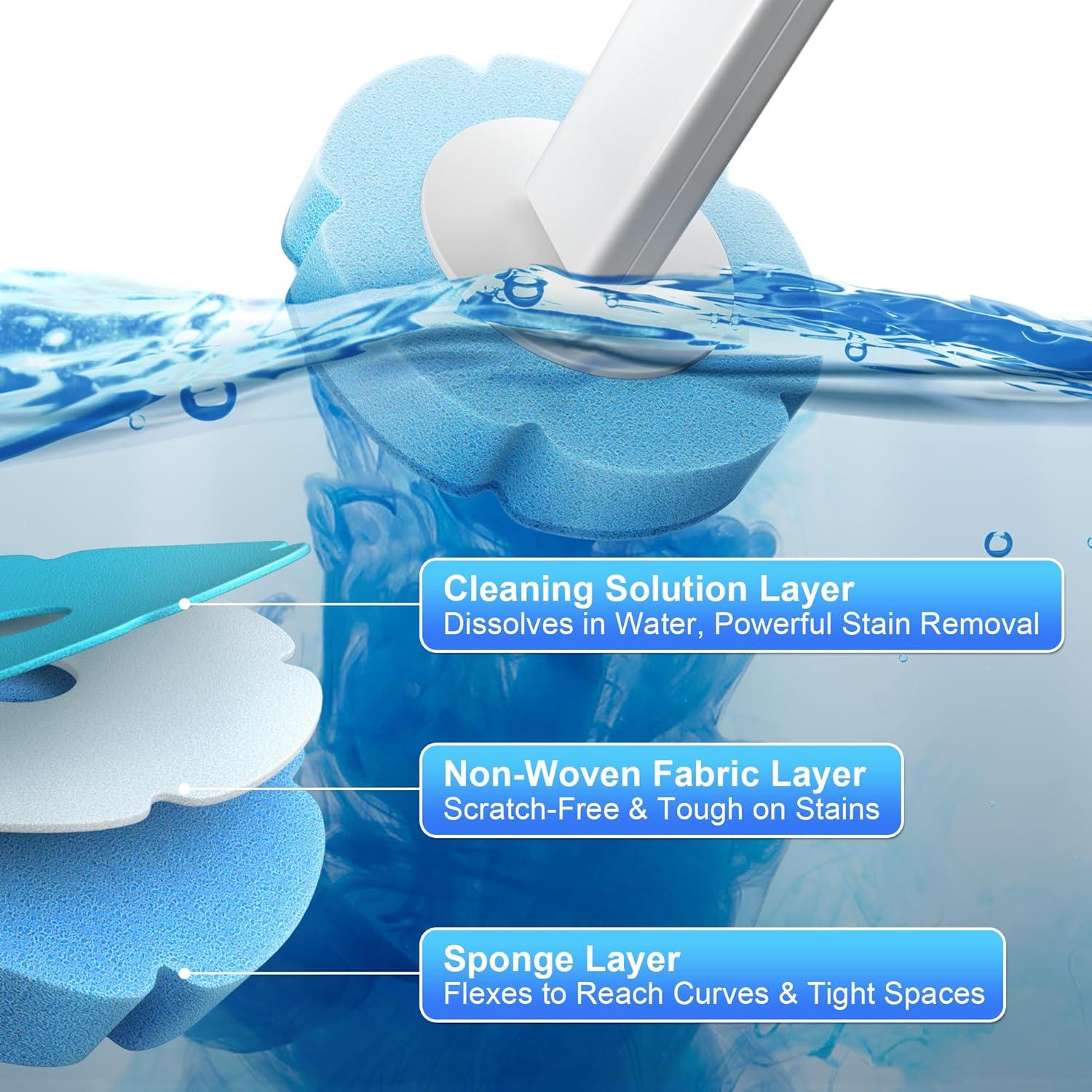 imageJOYMOOP Ultimate AllinOne Cleaning Bundle White Flat Mop and Bucket with Microfiber Pad 12 Disposable Toilet Brushes with 36 Fragrant Refill Pads Floor Window and Bathroom Cleaner Kit