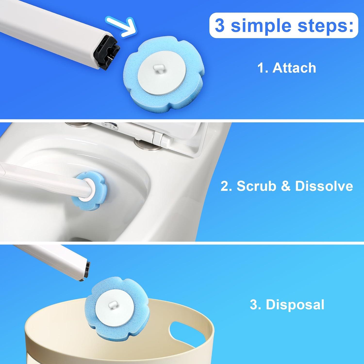 imageJOYMOOP Ultimate AllinOne Cleaning Bundle White Flat Mop and Bucket with Microfiber Pad 12 Disposable Toilet Brushes with 36 Fragrant Refill Pads Floor Window and Bathroom Cleaner Kit