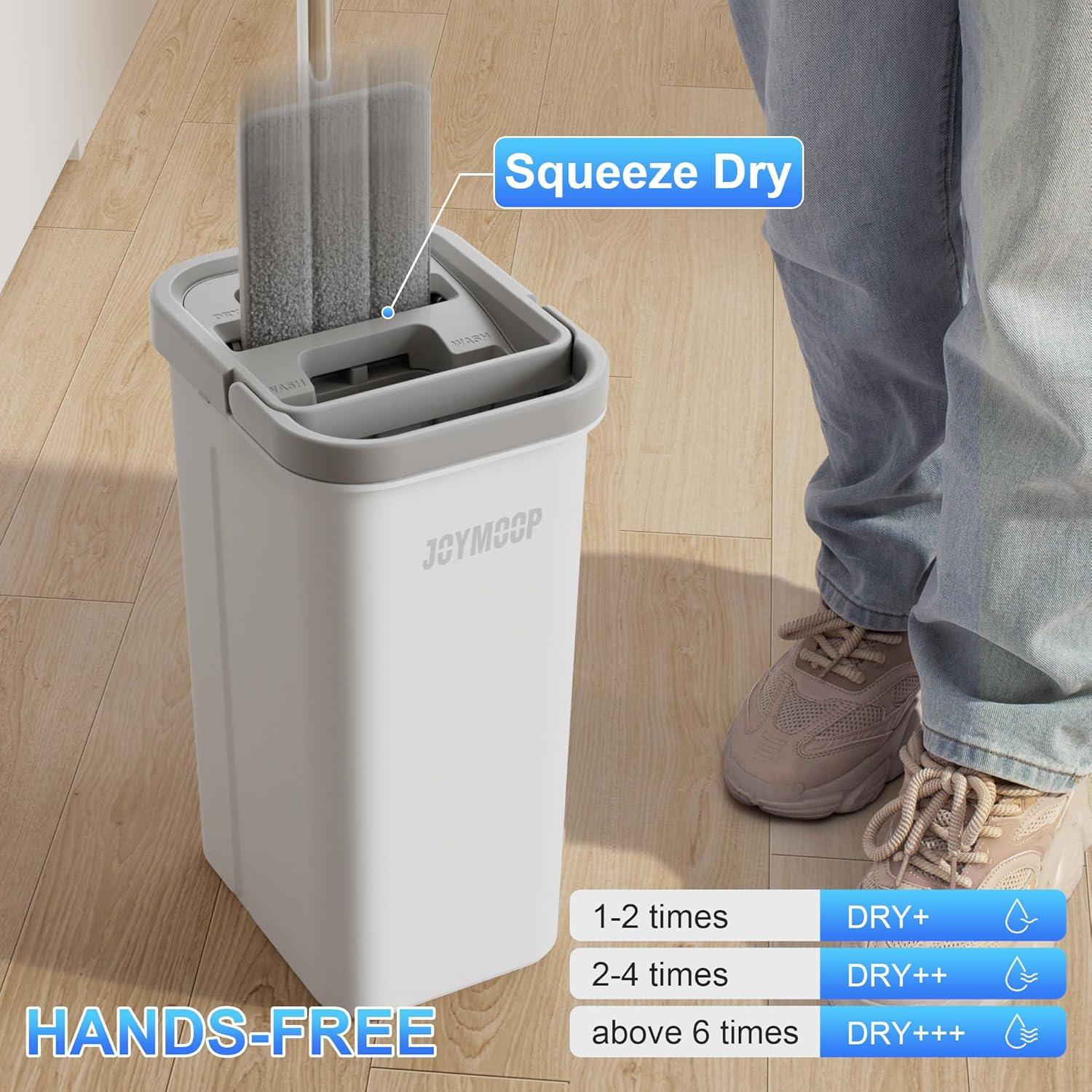 imageJOYMOOP Ultimate AllinOne Cleaning Bundle White Flat Mop and Bucket with Microfiber Pad 12 Disposable Toilet Brushes with 36 Fragrant Refill Pads Floor Window and Bathroom Cleaner Kit