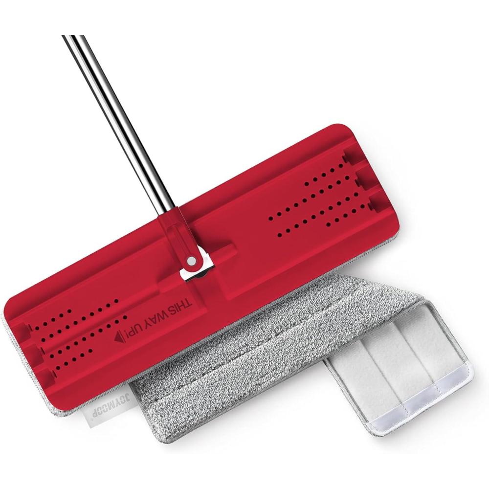 imageJOYMOOP Flat Mop Microfiber Mops for Floor Cleaning and Wall Cleaner 50quot Mops with 13quot Flat Head with a Microfiber Mop Pad Beige ampamp Blush BrownBlack Red
