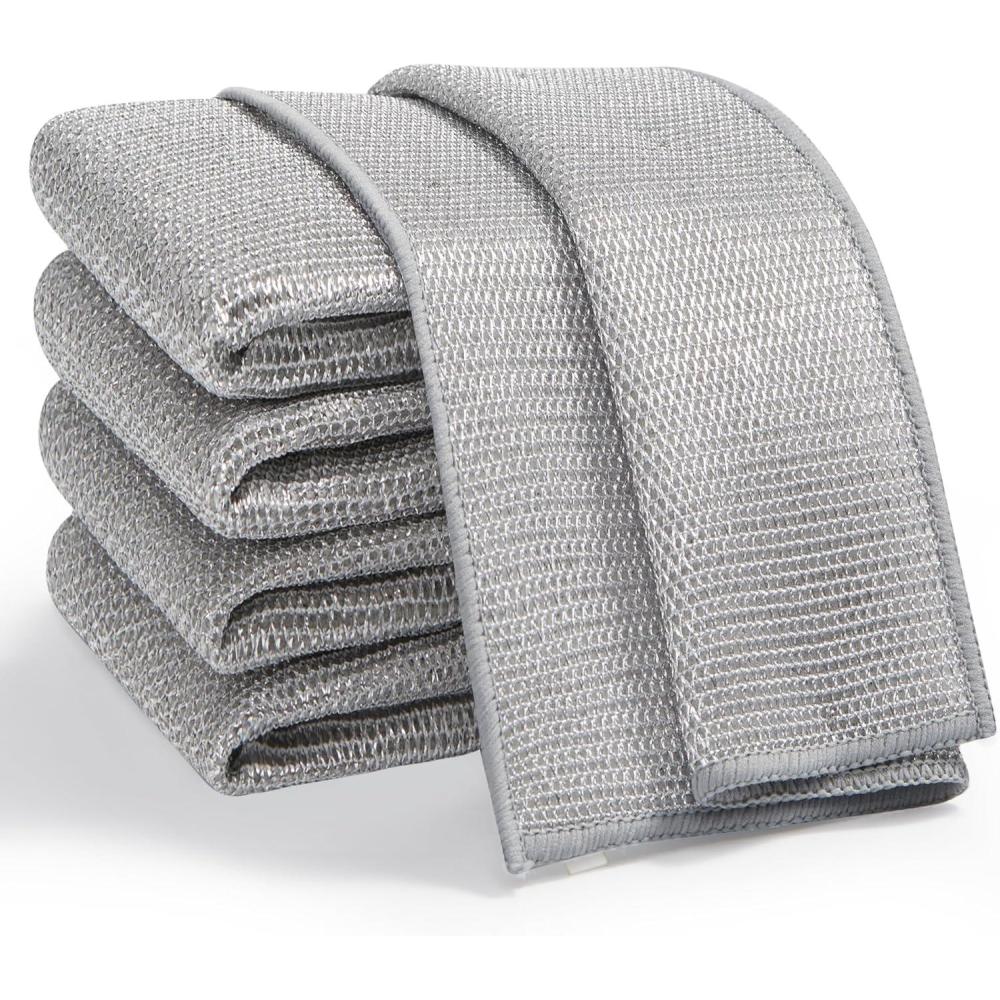 imageJOYMOOP Microfiber Cleaning Cloth Soft Absorbent Cloth MultiPurpose Cleaning Cloth Highly Absorbent Cleaning Rags LintFree StreakFree Cleaning Cloths for Kitchen Home Office3PcsSponge Layered Silver
