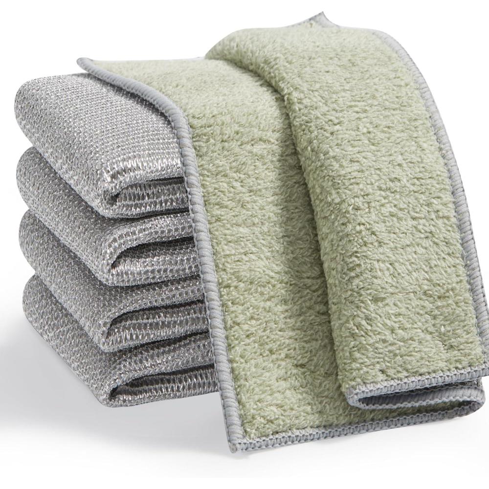 imageJOYMOOP Microfiber Cleaning Cloth Soft Absorbent Cloth MultiPurpose Cleaning Cloth Highly Absorbent Cleaning Rags LintFree StreakFree Cleaning Cloths for Kitchen Home Office3PcsSilver Greykhakigreen