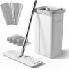 imageJOYMOOP 50inch Floor Mop and Bucket Set 13inch Microfiber Flat Mop Replacement Pads 7pcs White