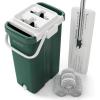 imageJOYMOOP Commercial Mop and Bucket Set 177inch Dust Mops for Floor Cleaning Flat Mop Bucket with Wringer Include 3 Reusable Microfiber Mop Pads  Forest Green177 Mophead  60 Mop3 Mop Pads