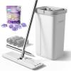 imageJOYMOOP Complete Floor Cleaning Bundle HandsFree Flat Mop and Bucket Set with 3 Reusable Microfiber Pads with 15 Freesia Scented Cleaner Pods  WetDry Use for All Floor Types