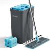 imageJOYMOOP Mop and Bucket Set with Wringer Mops for Floor Cleaning Wall Mop Cleaner with Long Handle with 4 Reusable Microfiber Mop Pads  GreyCyan BlueTurquoisecyan  Muted Grey