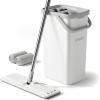 imageJOYMOOP Mop and Bucket with Wringer Set Hands Free Flat Floor Mop and Bucket 60quot Mop with 3 Reusable Microfiber Pads Wet and Dry Use Floor Cleaning SystemBucket 22  50 Mop  2 Grey Mop Pads