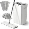 imageJOYMOOP Mop and Bucket with Wringer Set with 50quot Mop Handle with Flexible 13quot Flat Head with 9 pcs Microfiber Mop Pads  White