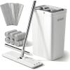 imageJOYMOOP Mop and Bucket with Wringer Set with 61quot Mop Handle with Flexible 13quot Flat Head with 10 pcs Microfiber Mop Pads  White