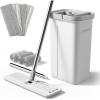 imageJOYMOOP Mop and Bucket with Wringer Set with 61quot Mop Handle with Flexible 13quot Flat Head with 7pcs Microfiber Mop Pads  White
