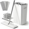 imageJOYMOOP Mop and Bucket with Wringer Set with 61quot Mop Handle with Flexible 13quot Flat Head with 8 pcs Microfiber Mop Pads  White