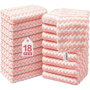 JOYMOOP Microfiber Cleaning Cloth, Soft Absorbent Cloth, Multi-Purpose Cleaning Cloth, Highly Absorbent Cleaning Rags, Lint-Free, Streak-Free Cleaning Cloths for Kitchen Home Office-3Pcs(Pink)
