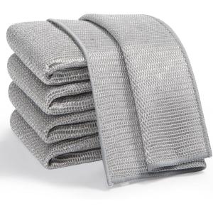 JOYMOOP Microfiber Cleaning Cloth, Soft Absorbent Cloth, Multi-Purpose Cleaning Cloth, Highly Absorbent Cleaning Rags, Lint-Free, Streak-Free Cleaning Cloths for Kitchen Home Office-3Pcs(Sponge Layered Silver)