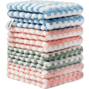 JOYMOOP Microfiber Cleaning Cloth, Soft Absorbent Cloth, Multi-Purpose Cleaning Cloth, Highly Absorbent Cleaning Rags, Lint-Free, Streak-Free Cleaning Cloths for Kitchen Home Office-3Pcs(Mixed [Pink+blue+green])