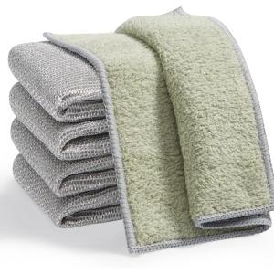 JOYMOOP Microfiber Cleaning Cloth, Soft Absorbent Cloth, Multi-Purpose Cleaning Cloth, Highly Absorbent Cleaning Rags, Lint-Free, Streak-Free Cleaning Cloths for Kitchen Home Office-3Pcs(Silver [Grey+khaki+green])