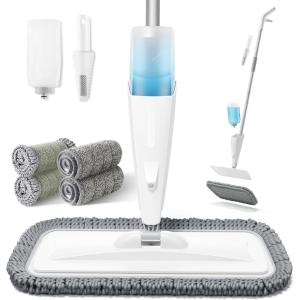 JOYMOOP Spray Mop for Floor Cleaning, Dry Wet Microfiber With 18oz Refillable Bottle and 2 Replacement Pads, for Home or Commercial Use(Microfiber Spary Mop-4pads)