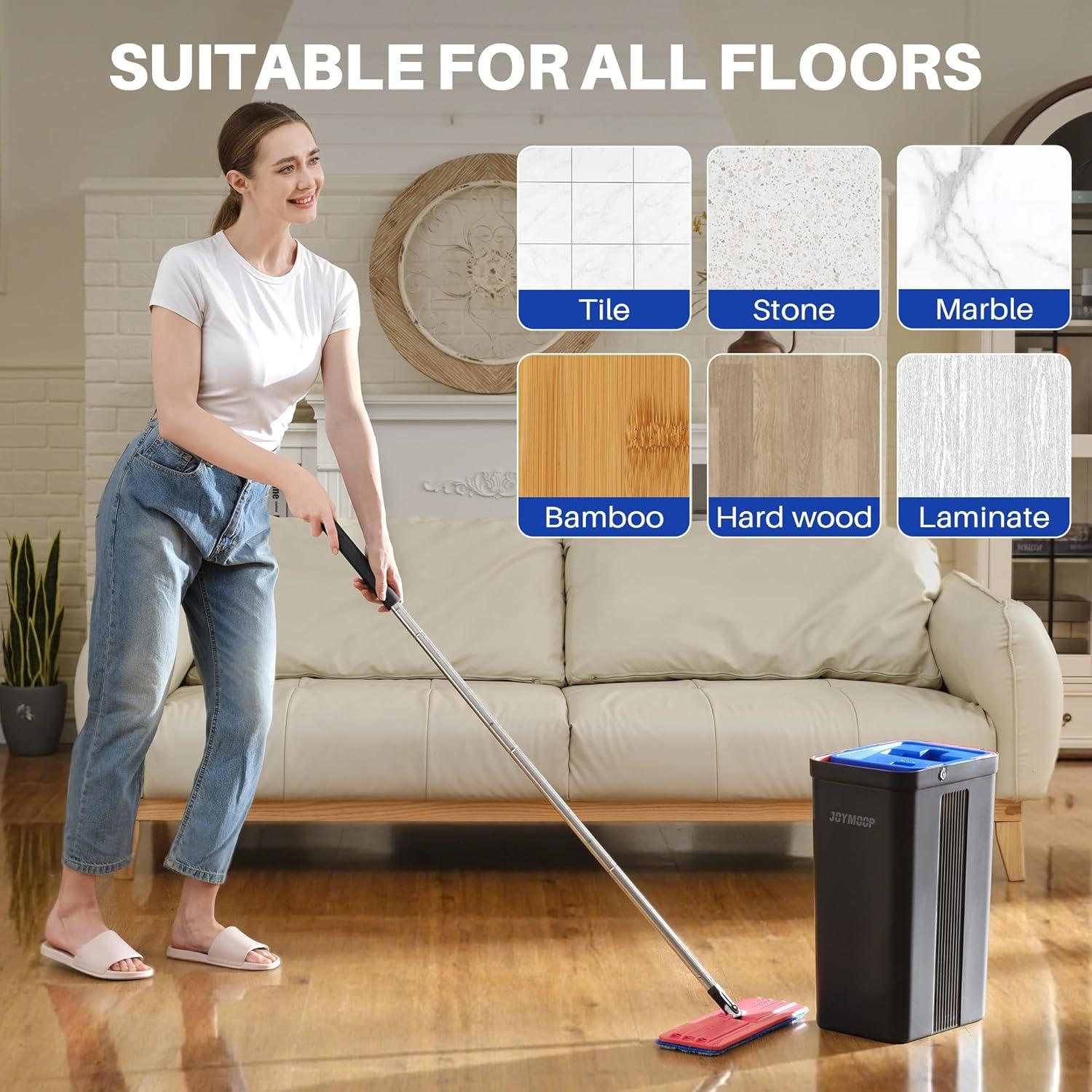 image:imageJOYMOOP Flat Mop Head with 13inch Microfiber Mop Pad Replacement Pink 1 PackBlack Red
