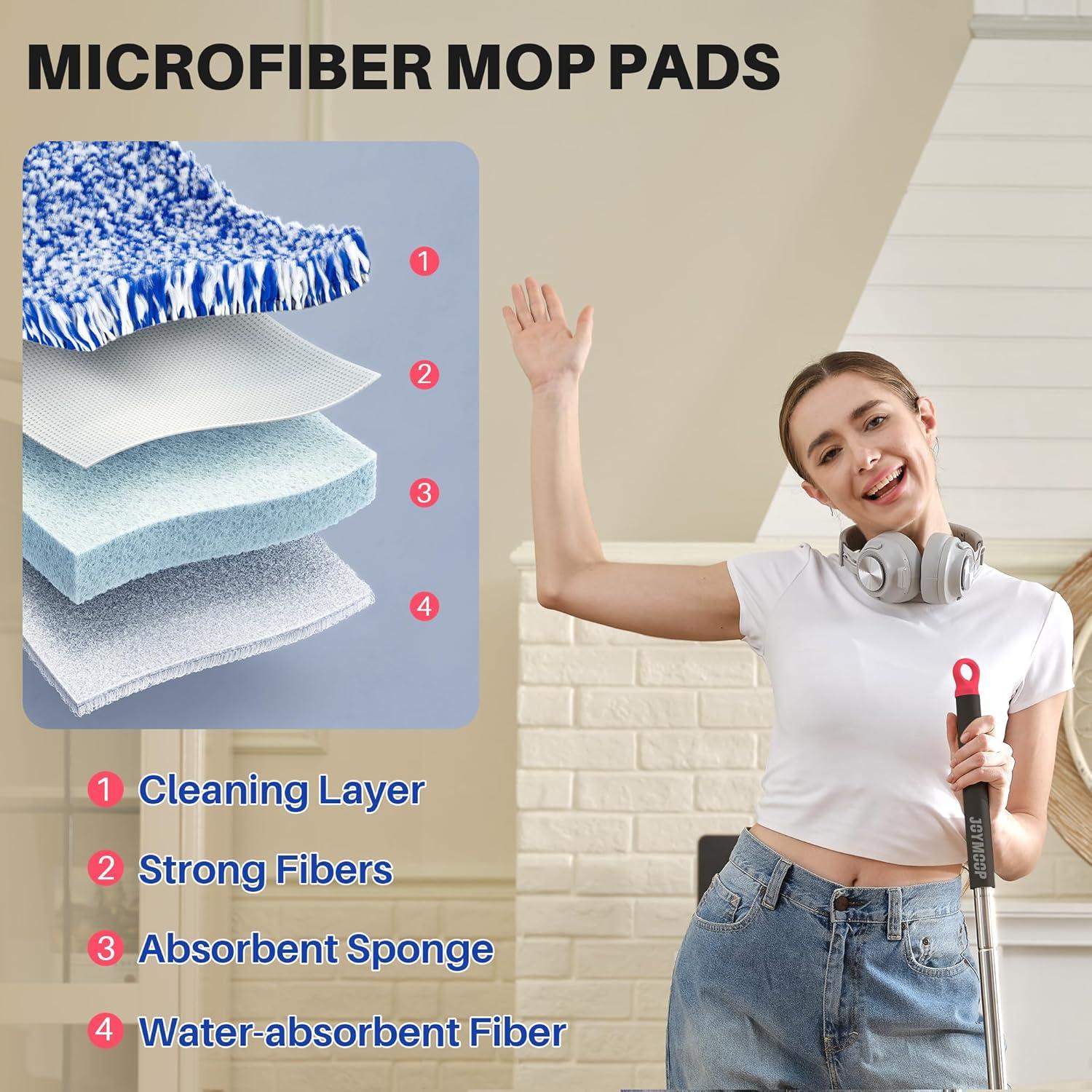 image:imageJOYMOOP Flat Mop Head with 13inch Microfiber Mop Pad Replacement Pink 1 PackBlack Red