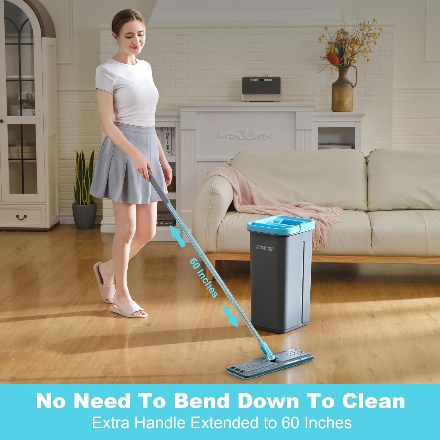 image:imageJOYMOOP Flat Mop Head with 13inch Microfiber Mop Pad Replacement Pink 1 PackGrey Cyan Blue