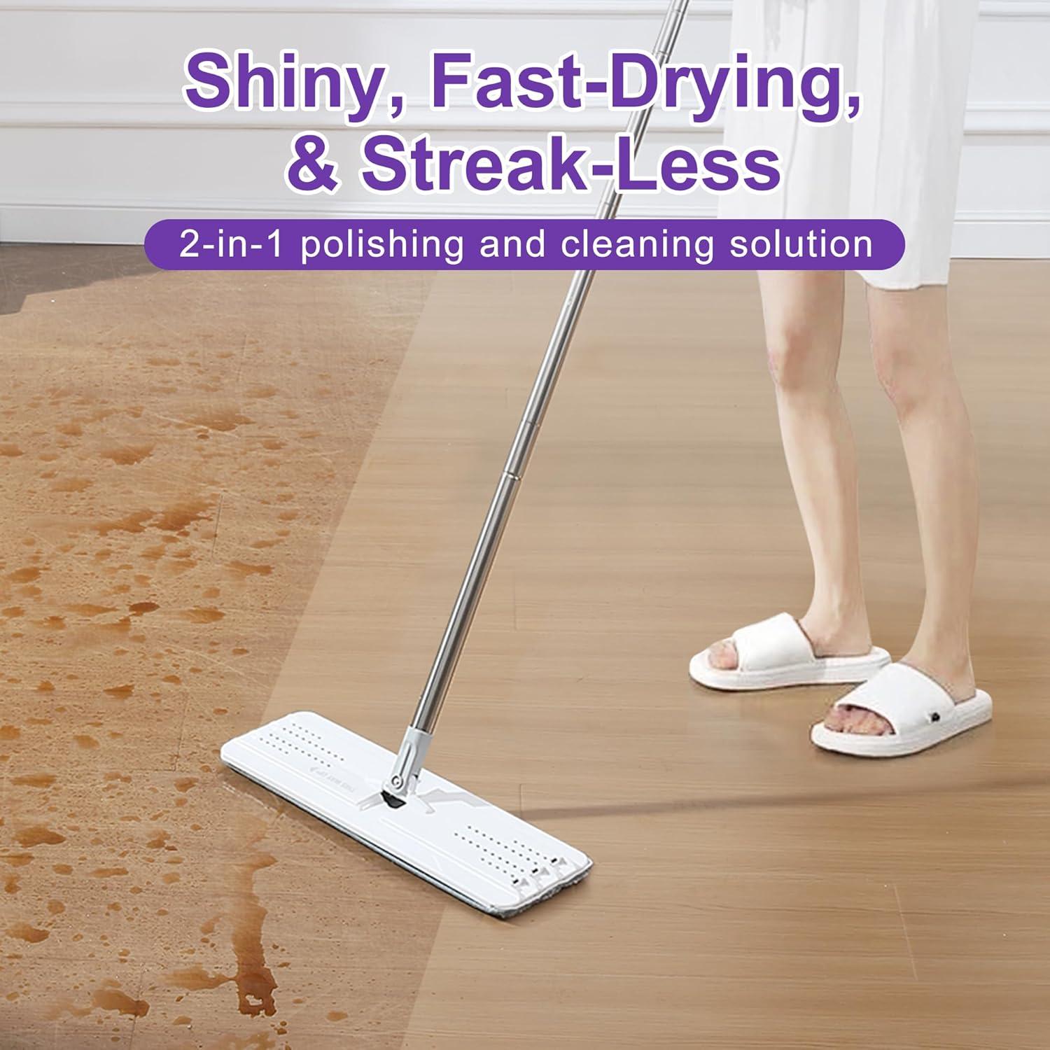 image:imageJOYMOOP Floor Cleaning Bundle White Flat Mop and Bucket Set with 5 Microfiber Cloths with 15 Freesia Scented Cleaner Pods WetDry Use for Hardwood Tile and Walls
