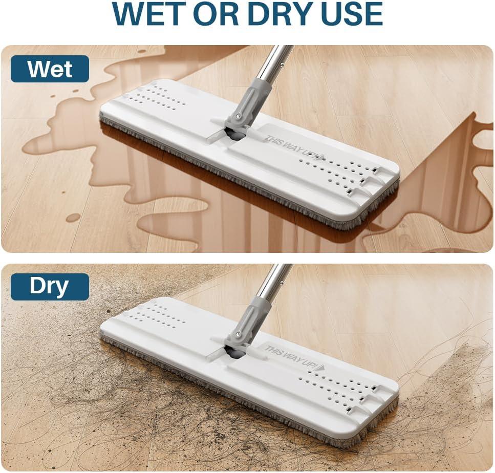 image:imageJOYMOOP Mop and Bucket Set Dust Mops for Floor Cleaning Wall Mop with 8 Microfiber Mop Head ReplacementBucket 22 50 Mop 4 Grey Mop Pads