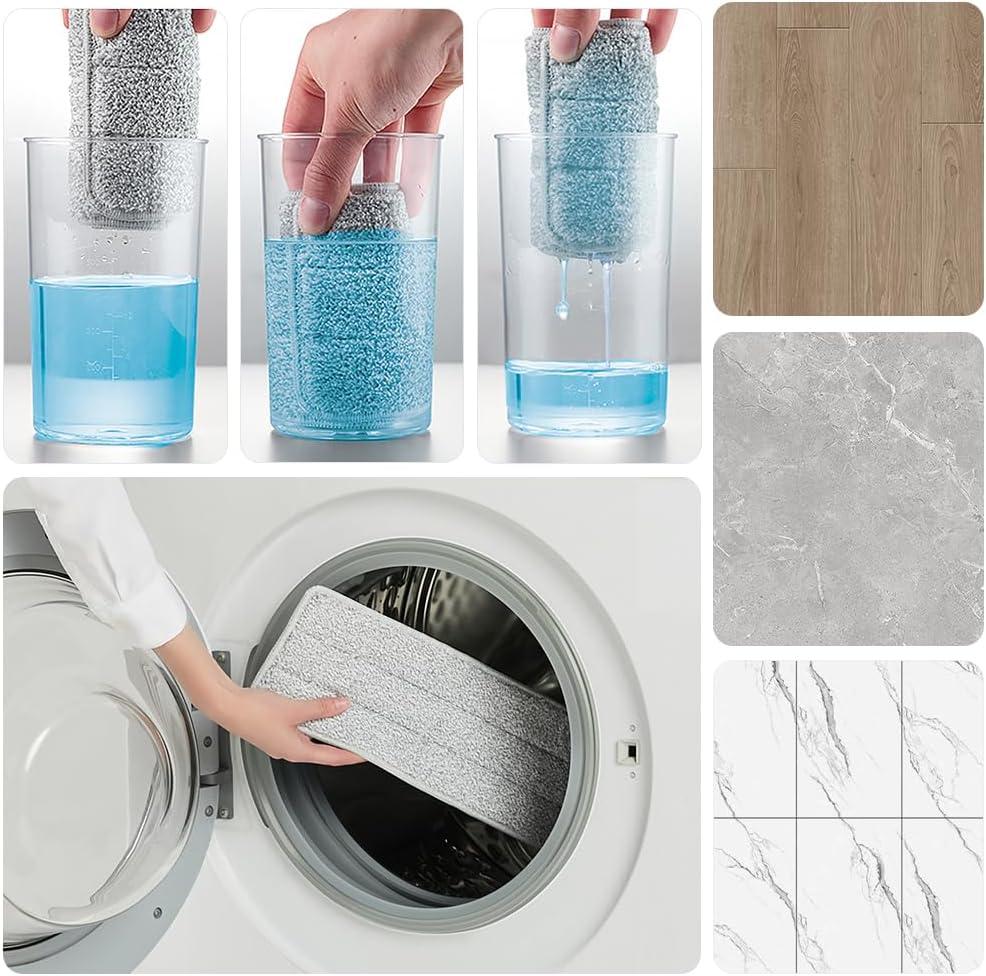 image:imageJOYMOOP Mop and Bucket Set Dust Mops for Floor Cleaning Wall Mop with 8 Microfiber Mop Head ReplacementBucket 22 50 Mop 8 Grey Mop Pads