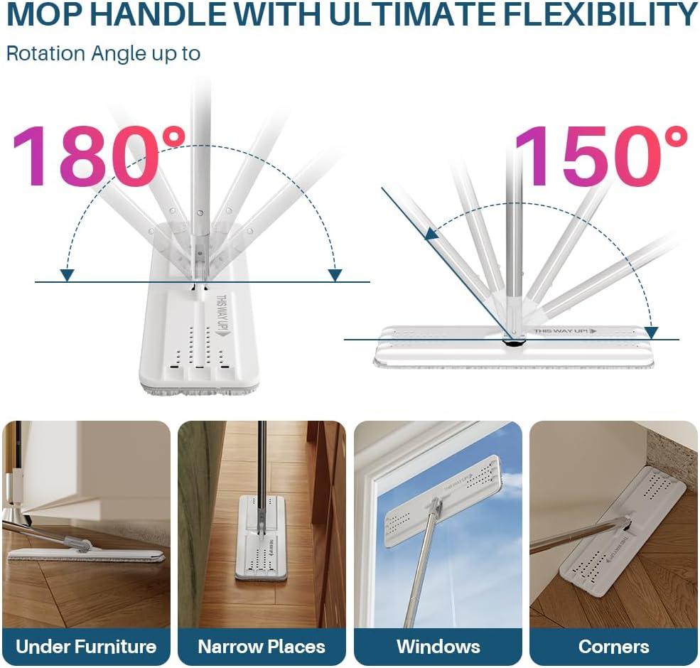 image:imageJOYMOOP Mop and Bucket Set Dust Mops for Floor Cleaning Wall Mop with 8 Microfiber Mop Head ReplacementBucket 22 50 Mop 8 Grey Mop Pads