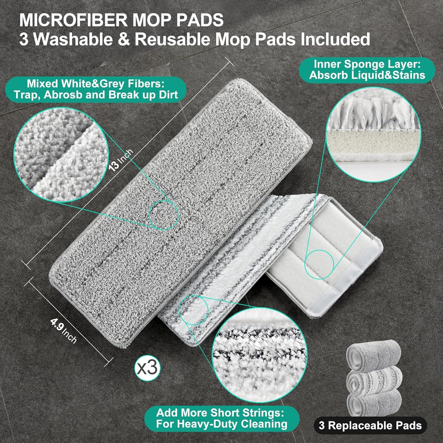 image:imageJOYMOOP Mop and Bucket Set Dust Mops for Floor Cleaning Wall Mop with 8 Microfiber Mop Head ReplacementMiddle Bucket 13 60 Flat Mop 3 Pads