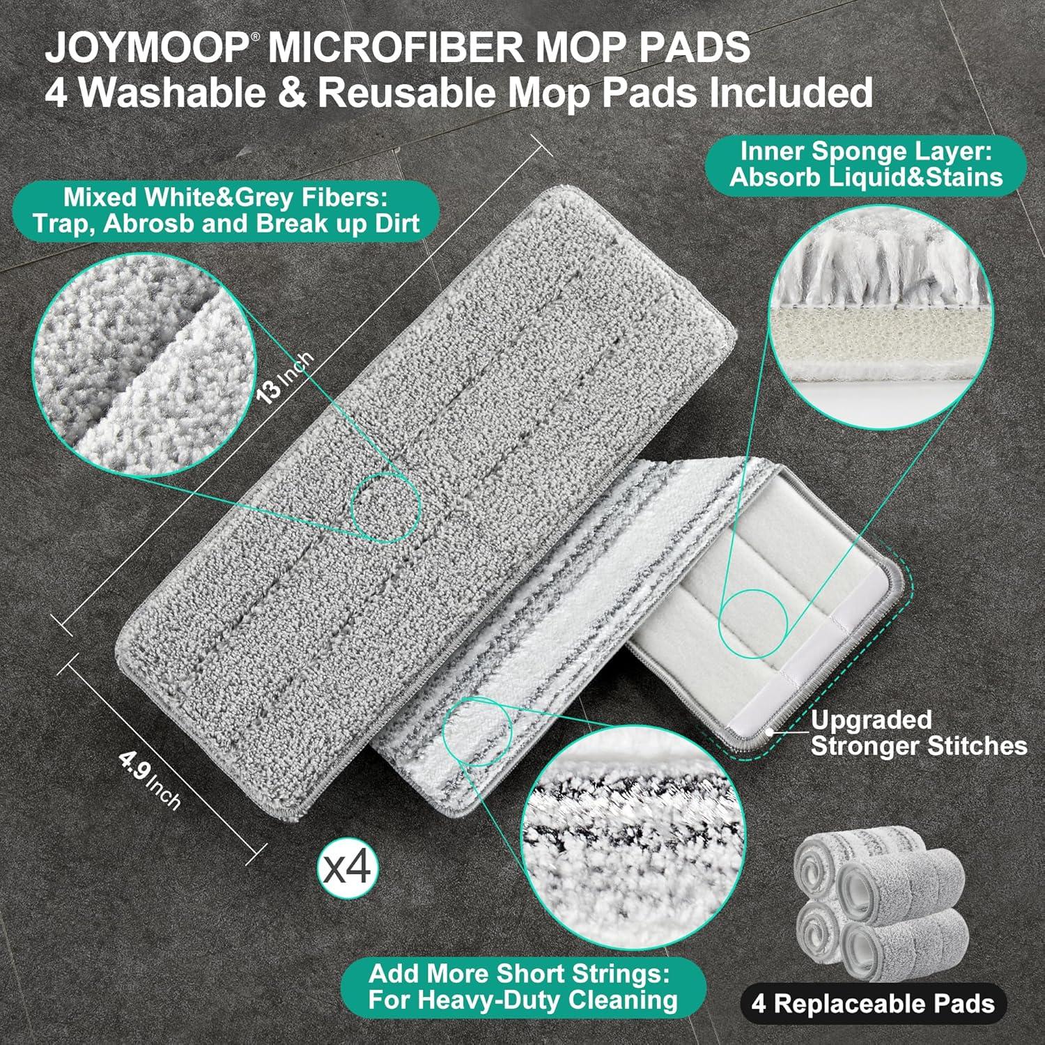 image:imageJOYMOOP Mop and Bucket Set Dust Mops for Floor Cleaning Wall Mop with 8 Microfiber Mop Head ReplacementMiddle Bucket 13 60 Flat Mop 4 Pads