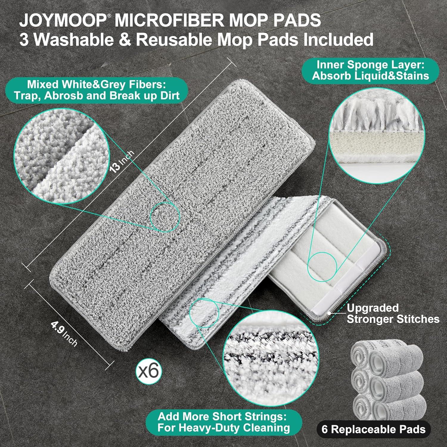 image:imageJOYMOOP Mop and Bucket Set Dust Mops for Floor Cleaning Wall Mop with 8 Microfiber Mop Head ReplacementMiddle Bucket 13 60 Flat Mop 6 Pads