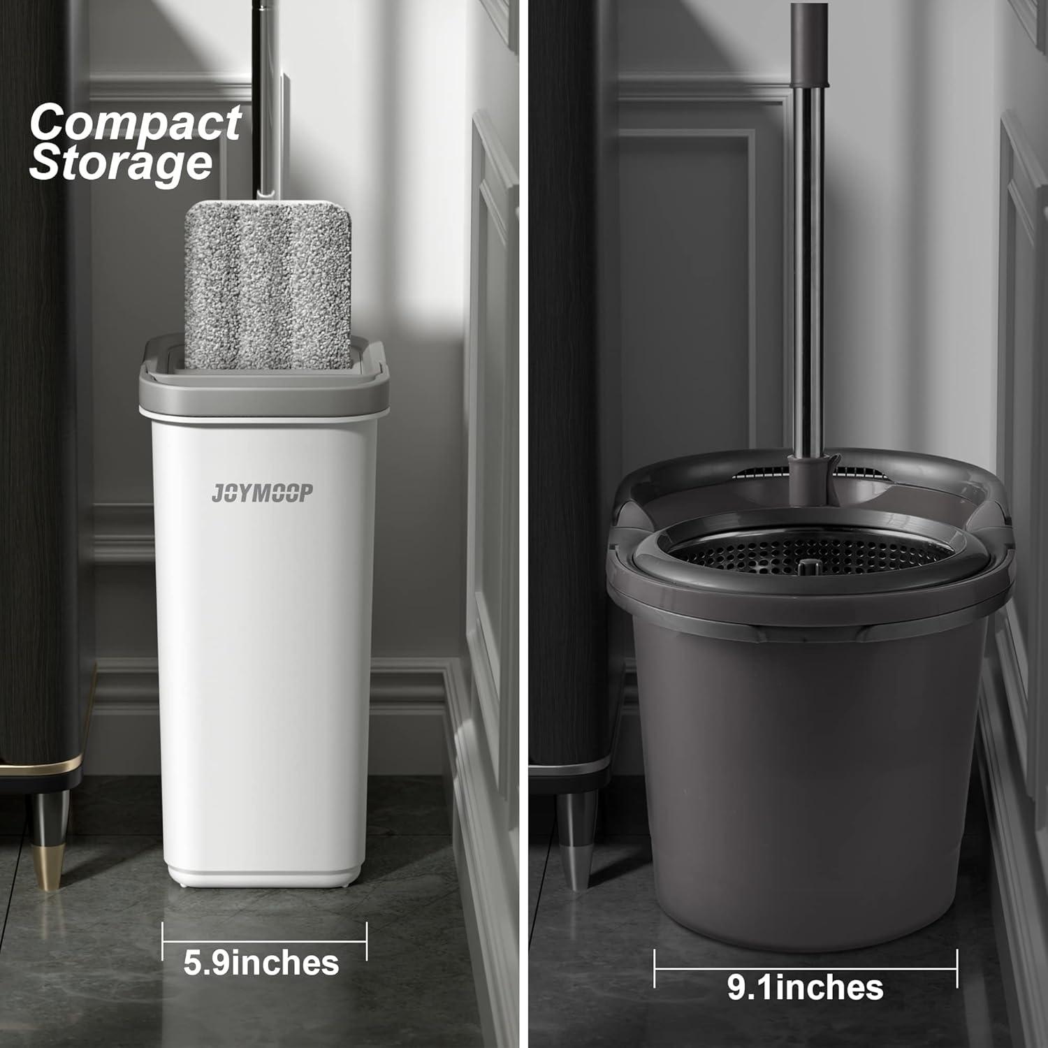 image:imageJOYMOOP Mop and Bucket Set Dust Mops for Floor Cleaning Wall Mop with 8 Microfiber Mop Head ReplacementMiddle Bucket 13 60 Flat Mop 6 Pads