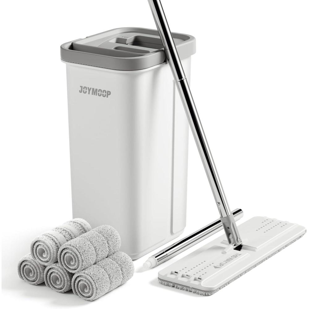 image:imageJOYMOOP Mop and Bucket Set Dust Mops for Floor Cleaning Wall Mop with 8 Microfiber Mop Head ReplacementMiddle Bucket 13 60 Flat Mop 5 Pads